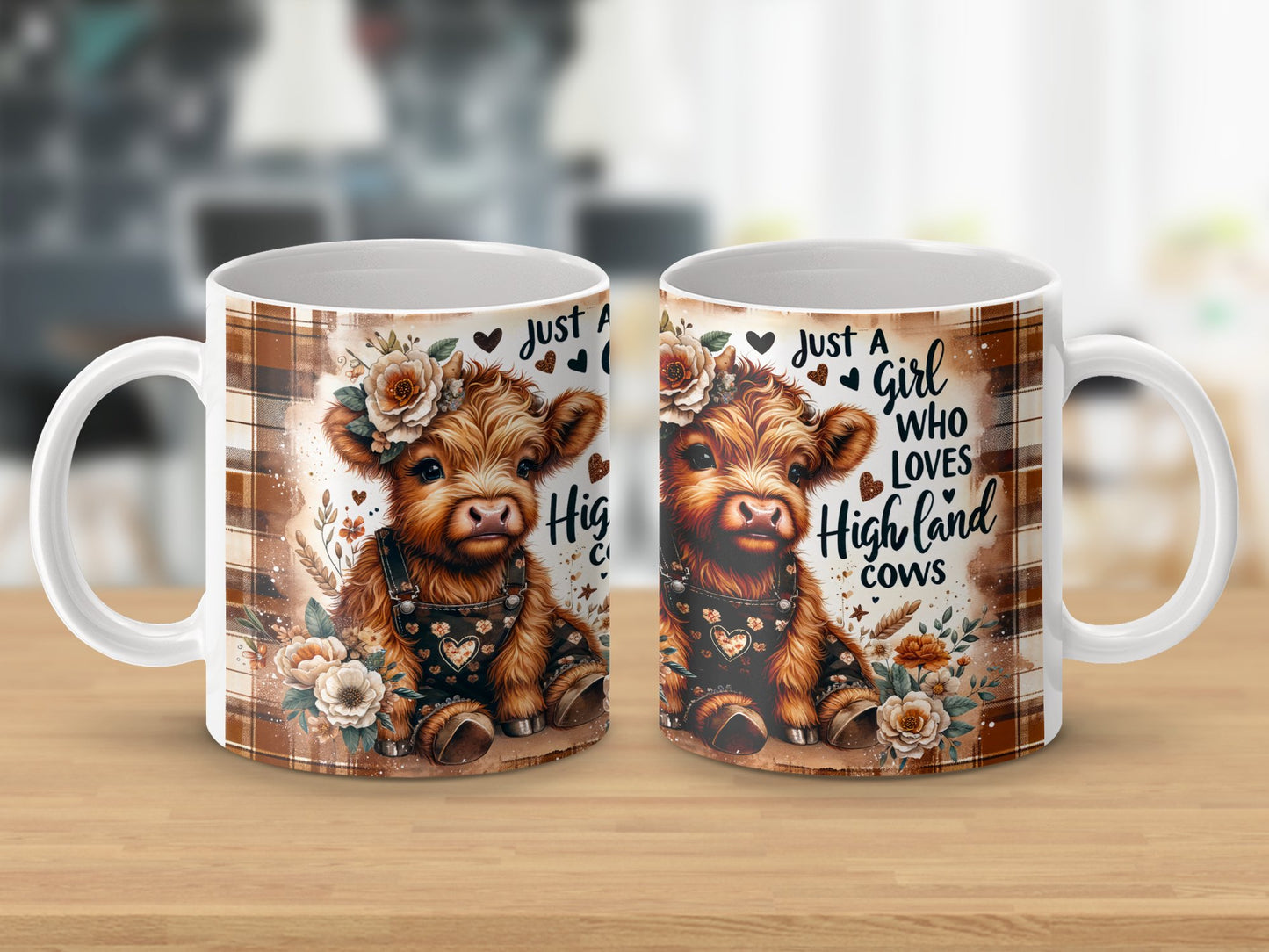 Highland Cow Mug Just a Girl Who Loves Highland Cows Cute Farm Animal Lover Gift Highland Cow Art Coffee Tea Mug