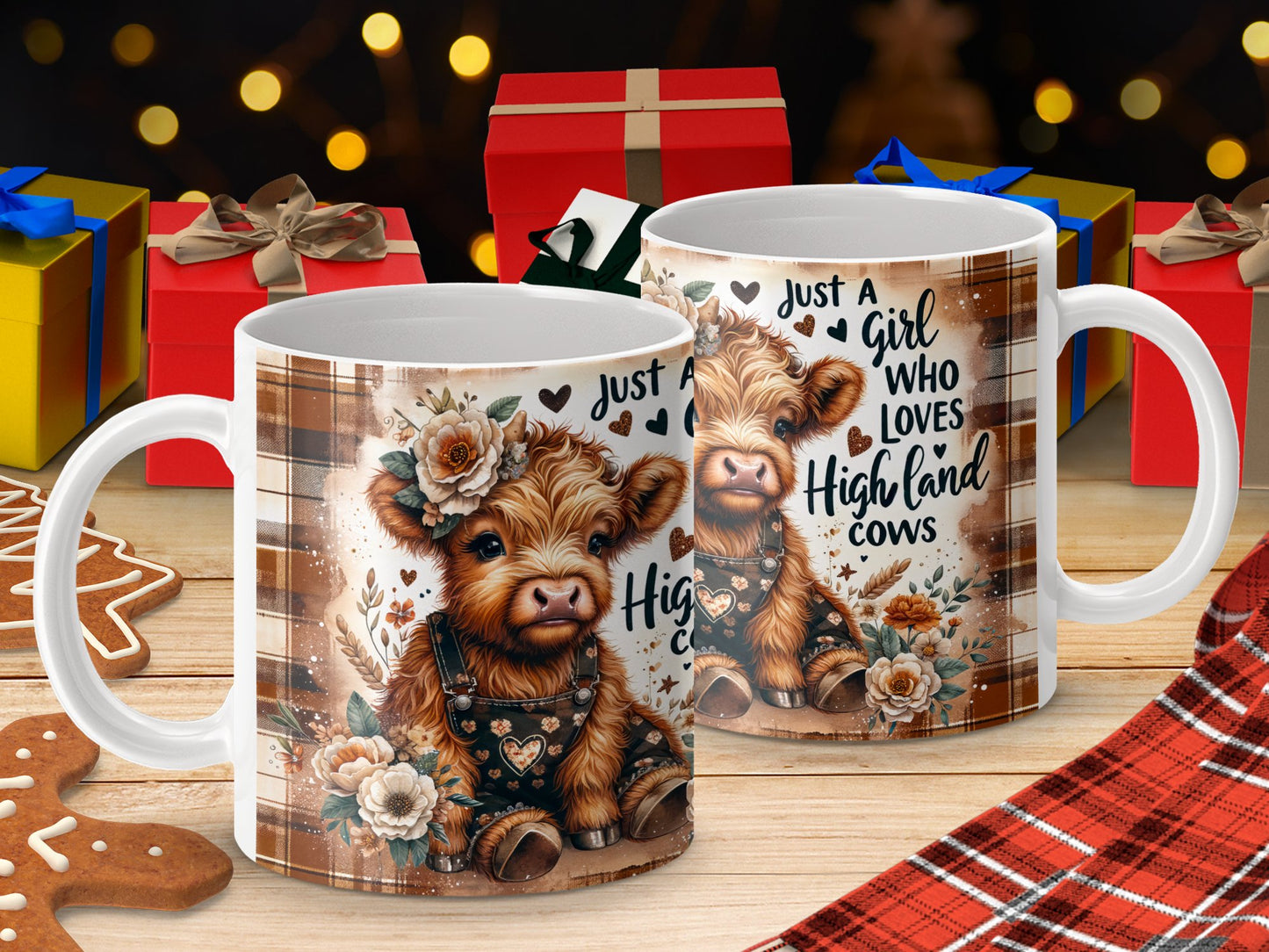 Highland Cow Mug Just a Girl Who Loves Highland Cows Cute Farm Animal Lover Gift Highland Cow Art Coffee Tea Mug