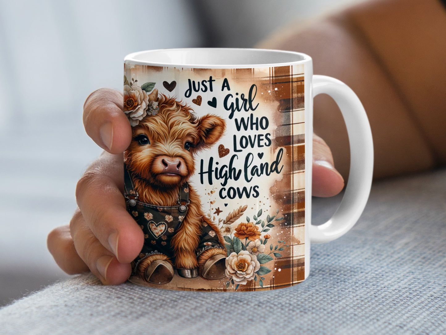 Highland Cow Mug Just a Girl Who Loves Highland Cows Cute Farm Animal Lover Gift Highland Cow Art Coffee Tea Mug