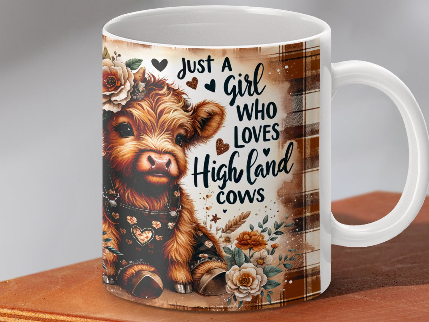 Highland Cow Mug Just a Girl Who Loves Highland Cows Cute Farm Animal Lover Gift Highland Cow Art Coffee Tea Mug